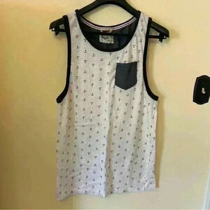 Free Planet Blue Anchor Tank Top Mens XL